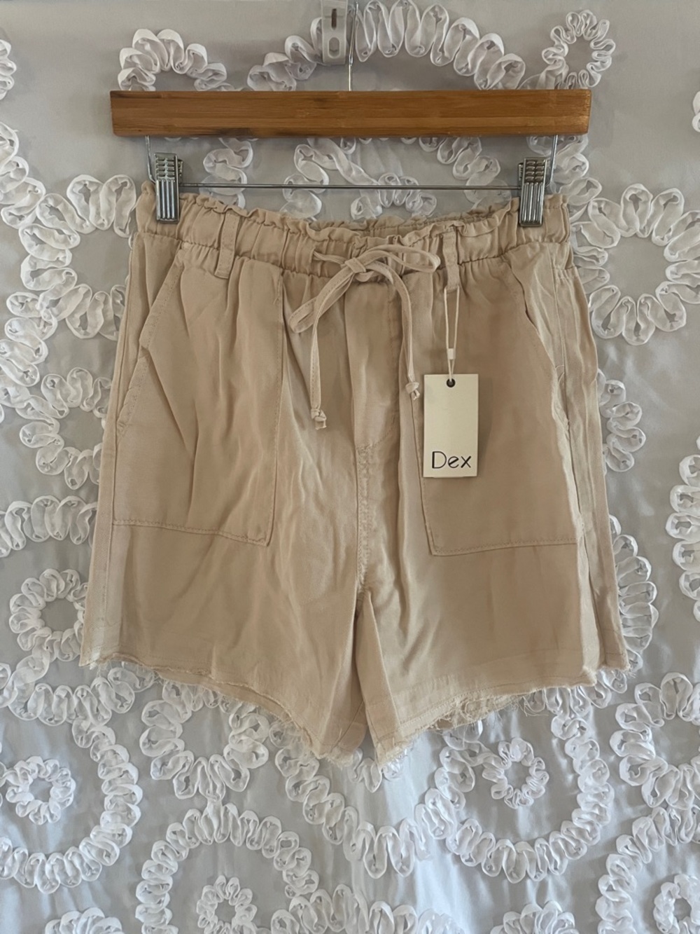 Dex Beige Linen-Blend Drawstring Casual Shorts